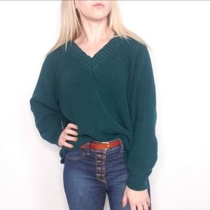 Express V-neck Oversized Knit Cozy Ribbed Sweater